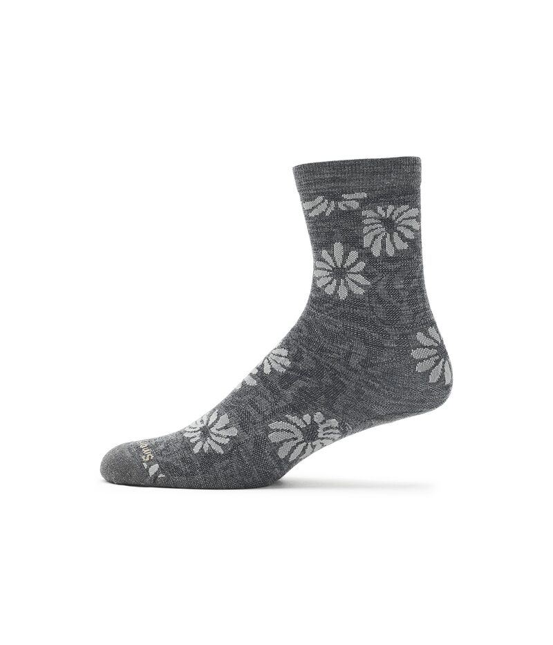 かっこ良い羊毛 レディース アンダーお召しもの ソックス 御花柄 御花 Smartwool Everyday Floral Crew Socks Medium Gray 薄墨色