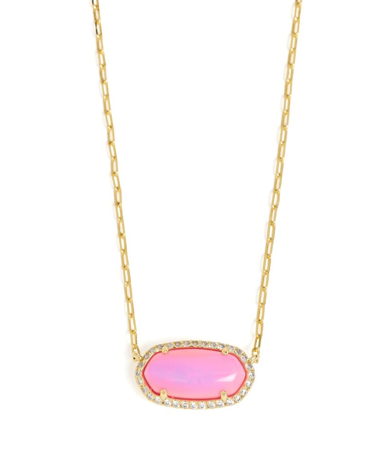 ケンドラスコット レディース アクセサリー ネックレス・チョーカー・ペンダントトップ レース Kendra Scott Elisa Pave Frame Short Pendant Necklace Gold Pink Opale ピンク