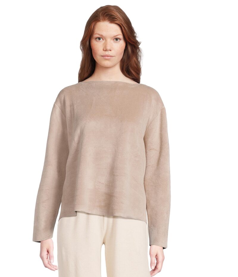 エバージェイ レディース アウター パーカー・スウェット プラスサイズ Eberjey Reversible Plush Raw Edge Pullover Toffee