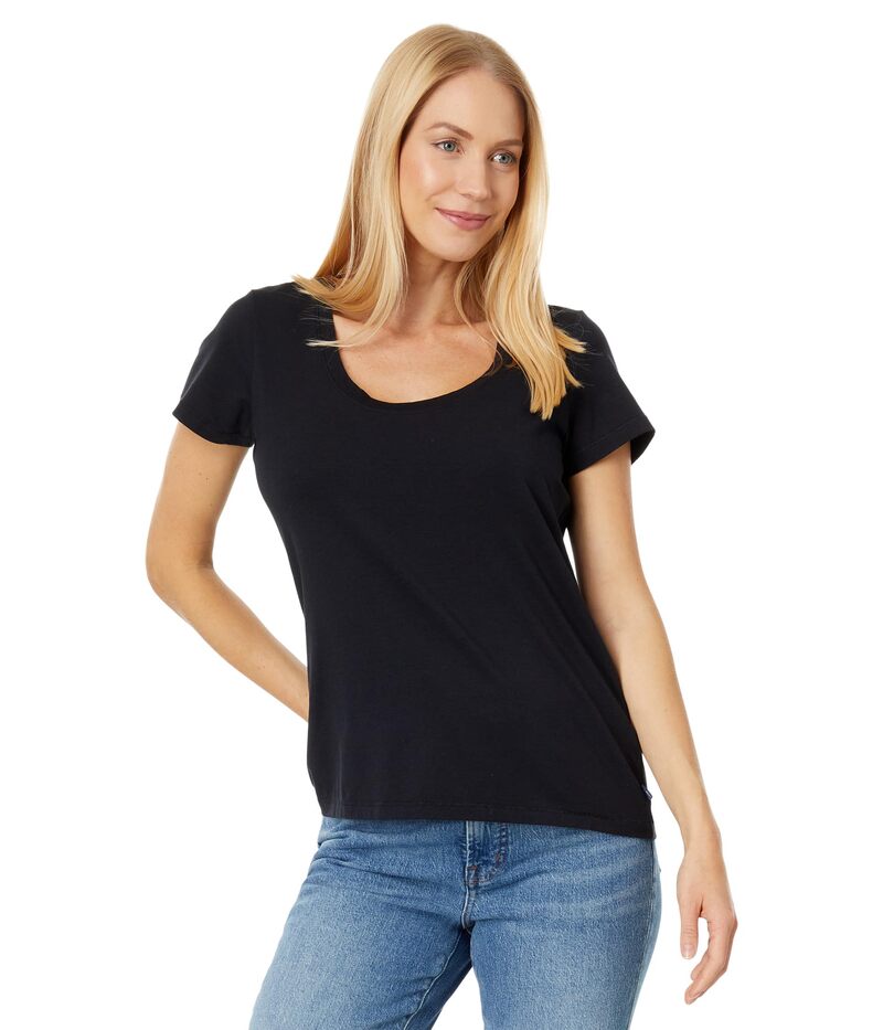 エルエルビーン レディース トップス シャツ L.L.Bean Soft Stretch Supima Tee Scoop Neck Short Sleeve Dark Black ブラック