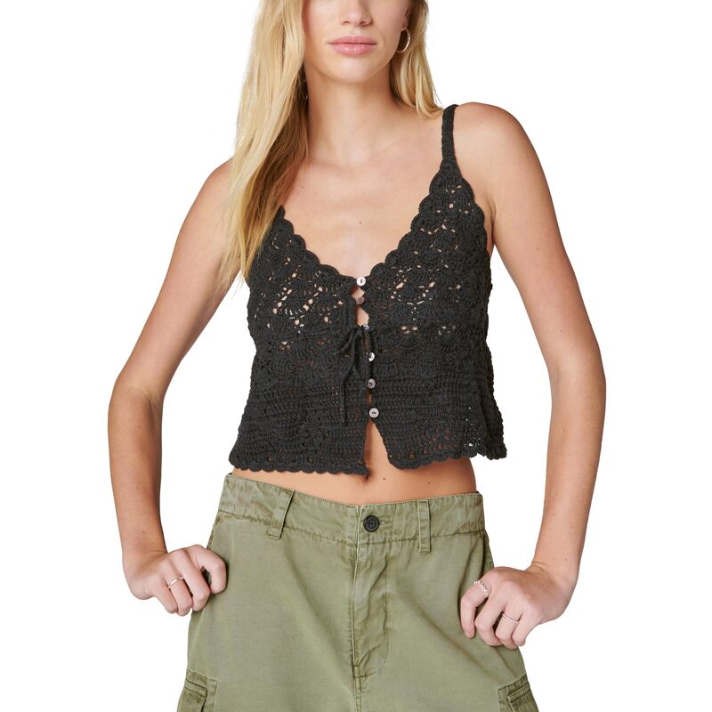ラッキーブランド レディース トップス シャツ Lucky Brand Crochetie Frontank Caviar
