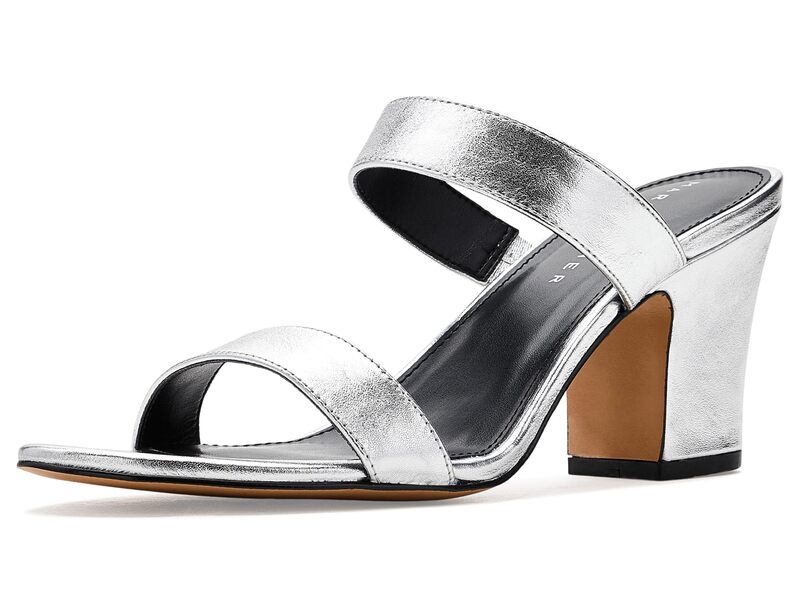目じるし・フィッシャー レディース シューズ 踵 Marc Fisher LTD Jessey Silver Leather しろがね色