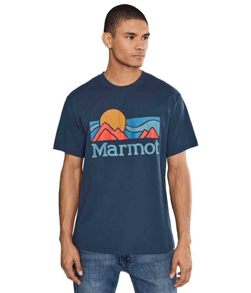 モルモット メンズ トップス プルオーバー Marmot Coastal Tee Short Sleeve Nightfall Navy 米国海軍