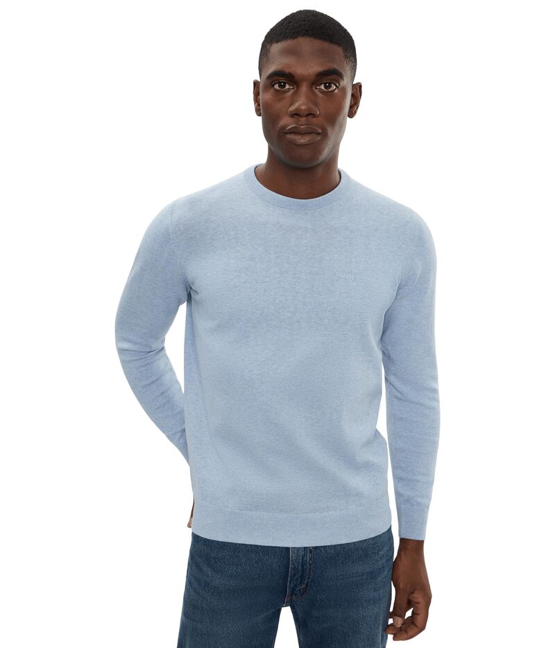バブアー メンズ アウター 編み物・プルオーバー 労働者の一団のど頚 綿織物 Barbour Pima Cotton Crew Neck Sweater Blue Haze 青味