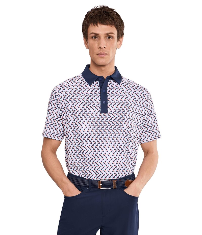 キャラ通い路 メンズ トップス プルオーバー 刷り上げる Callaway Resort Geo Print Polo Peacoat