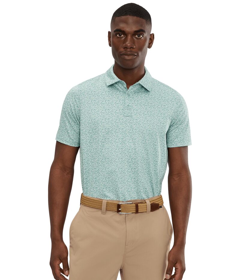 ジョンストンアンドマーフィー メンズ トップス シャツ プリント Johnston \u0026 Murphy Xc+ Ace Printed Performance Polo Golf Ball/ Surf