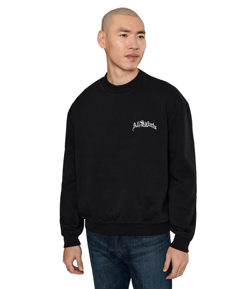 オールセインツ メンズ アウター パーカー・スウェット AllSaints Descent Crewashed Black 黒いこと メンズファッション-パーカー