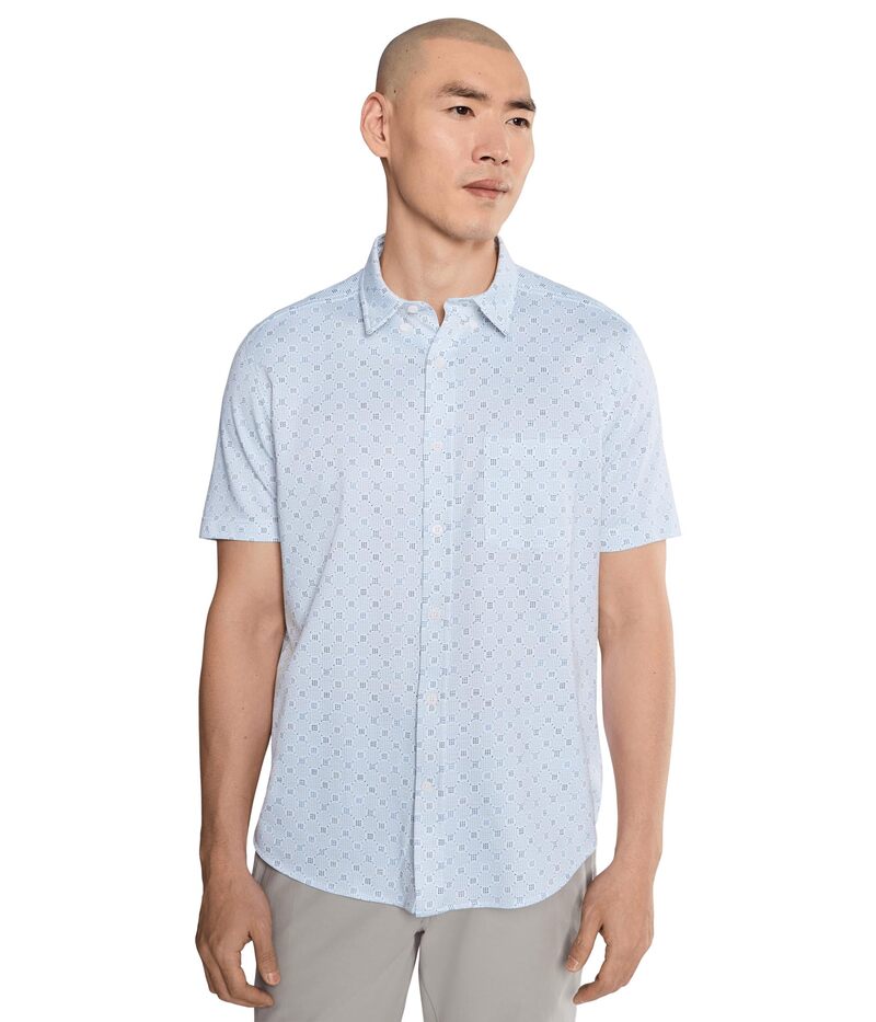 ジョンストンアンドマーフィー メンズ トップス プルオーバー 半袖 編み物 Johnston \u0026 Murphy Xc Flex Ascend Short-sleeve Knit Shirt Sage/White Dot 白いこと トップス-カジュアルシャツ-メンズファッション
