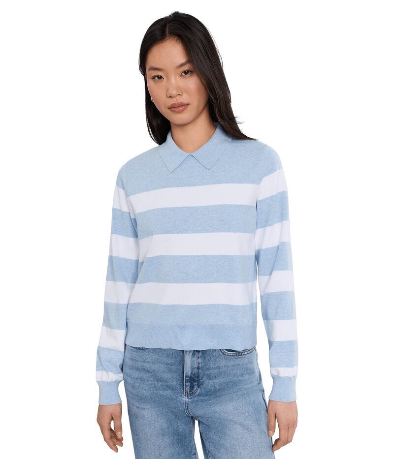 スプレンディット レディース アウター ニット・セーター ポロシャツ Splendid Phoebe Polo Stripe Sweater Sea Bronze Heat ストライプ