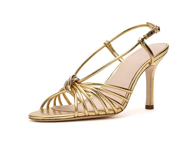 ロフラー 幽客ダル レディース シューズ 踵 Loefflerandall Mareka Strappy Heel withardware Gold ゴールド