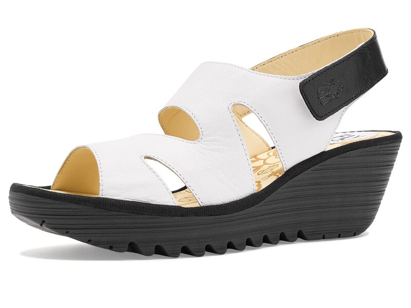 飛球英国の首都 レディース シューズ 踵 FLY LONDON Yaad604fly White/Black 白いこと