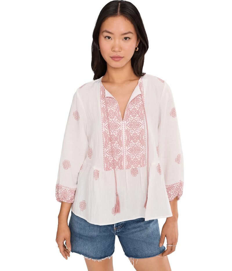 ヴィンスカムート レディース トップス シャツ ブラウス Vince Camuto Peasant Blouse With Neck Tie Rose Hip