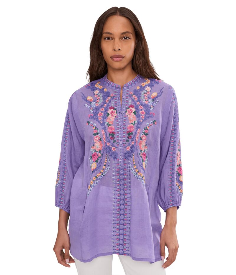 ジョニーワズ レディース トップス シャツ Johnny Was Henley Tunic - Bahari Paisley Purple パープル 44,280円