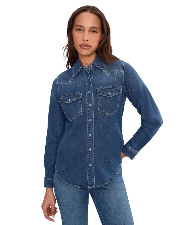 リヴァプール 天使の都市 レディース アウター 厚地の外套 プルオーバー ジーンズ Liverpoolos Angeles Western Slim Denim Shirt Wilder ジーンズ