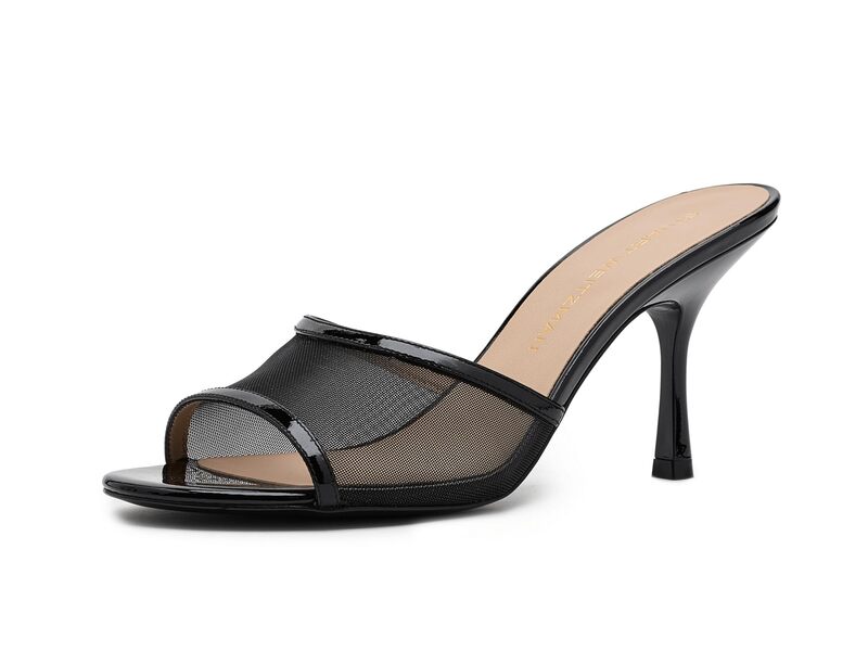 スチュアート ワイツマン レディース シューズ 踵 トール Stuart Weitzman Bareitall Slides 85 Black 黒いこと