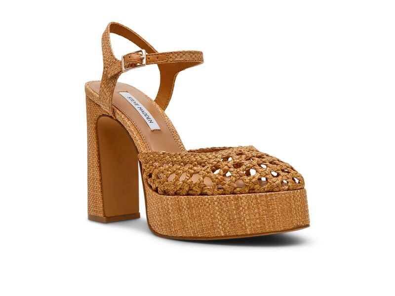 スティーブ マデン レディース シューズ 踵 Steve Madden Lexie Cognac Raffia