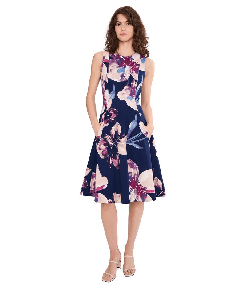 カルバンクライン レディース トップス 衣装 御花柄 ノースリーブ 御花 Calvin Klein Sleeveless Floral Fit And Flare Indigo Multi インディゴ