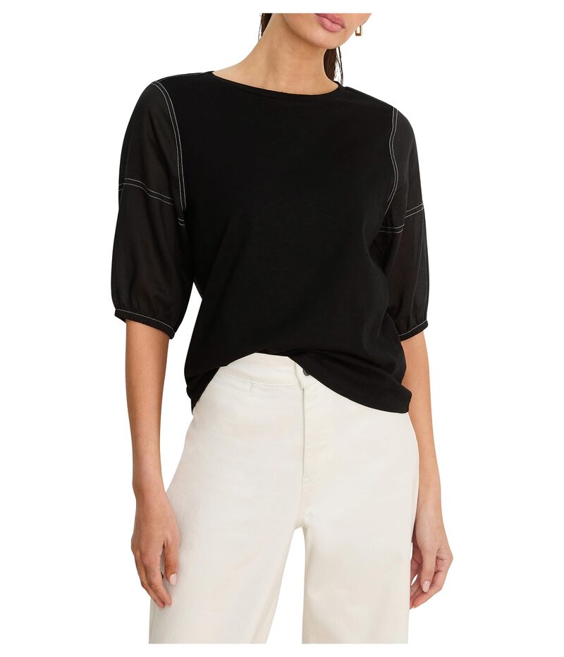 ニックプラスゾーイ レディース トップス シャツ コットン リネン NIC+ZOE Linen Sleeve Cotton Tee Black Onyx ブラック