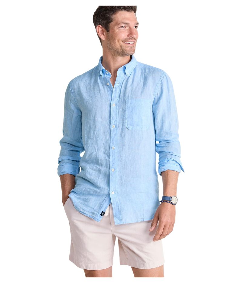 ヴァインヤードヴァインズ メンズ トップス プルオーバー リネン Vineyard Vinesurfside Solid Linen Shirt Jake Blue 青色 カジュアルシャツ-メンズファッション