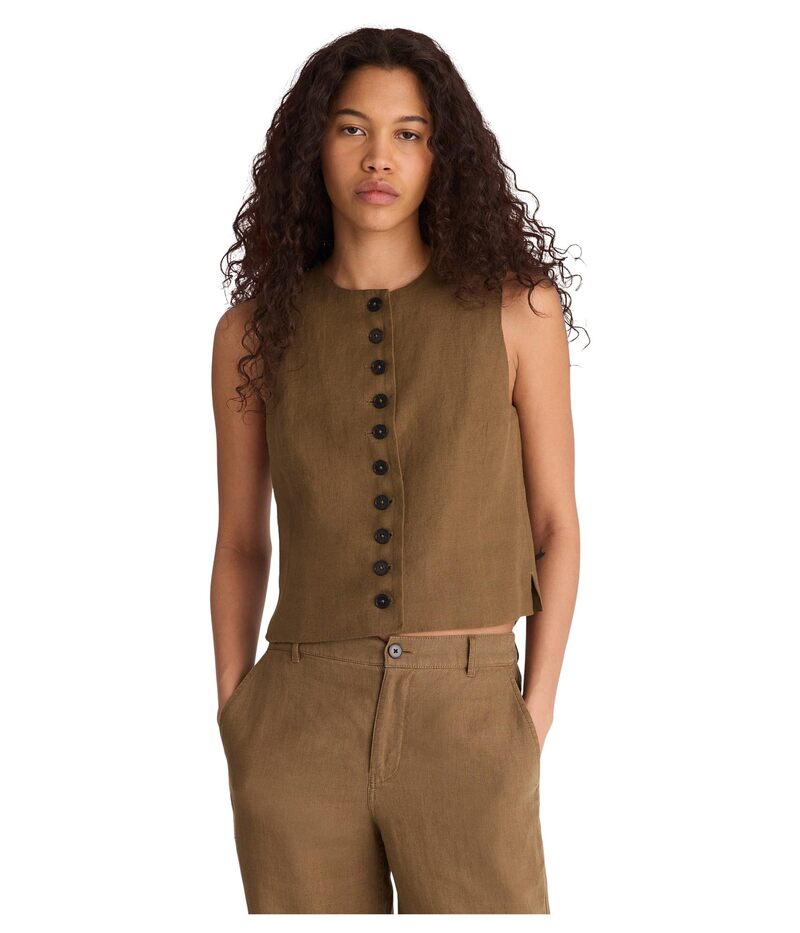 メイドウェル レディース アウター コート リネン Madewell Button-Front Shell Top in 100% Linen Safari Khaki カーキ
