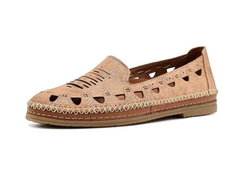 春季足付き レディース シューズ スリッポン・ローファー Spring Step Anoura Peach Croco 桃 ローファー-靴-レディース靴