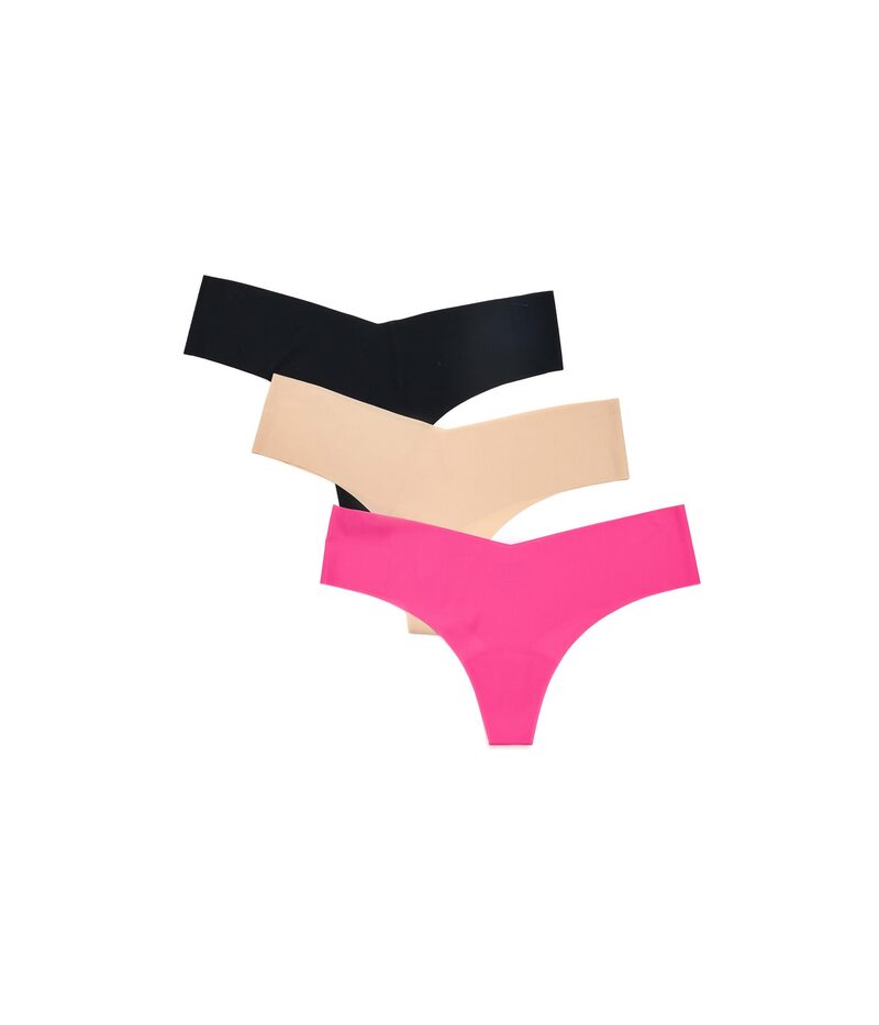 コマンドー レディース アンダーお召しもの ズボン下 Commando 3 Pack Invisible Rib Thongs Multi Pack マルチ色合い