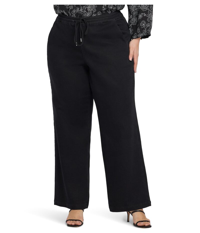 エヌワイディージェイ レディース ボトムス カジュアルパンツ プラスサイズ デニム NYDJ Plus Relaxedrawstring Pull-On Denim Pants Washed Black ブラック