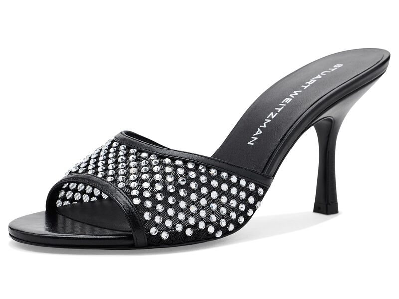 スチュアート ワイツマン レディース シューズ 踵 トール Stuart Weitzman Bareitall Shine Slides Black 黒いこと