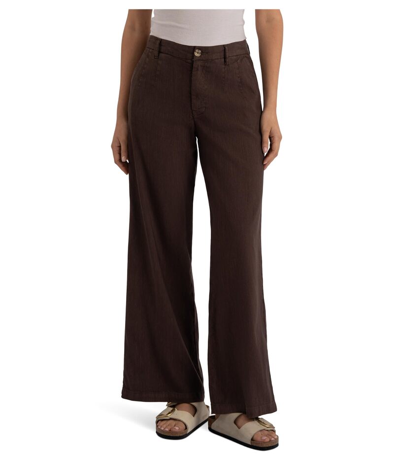 カットフロムザクロス レディース ボトムス カジュアルパンツ KUT from the Kloth Meg- High Rise Wide Straight Legs Front Pleats Chocolate チョコレート