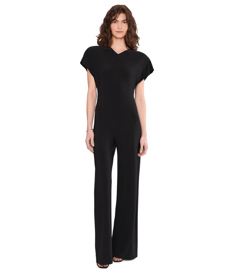 ノーマカマリ レディース トップス 飛び降りる背広 旗がしら Norma Kamali Cap Sleeve Shoulder Pad Jumpsuit Black 黒いこと