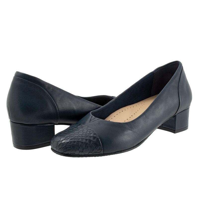 トロッターズ レディース シューズ 踵 Trotters Daisy Navy Snake 米国海軍