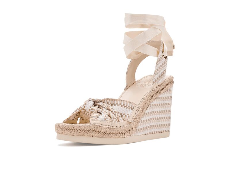 ヴィンスカムート レディース シューズ 踵 サンダル スピード競技 Vince Camuto Bealie Woven Lace Up Wedge Sandals Ivory Multi 象牙色
