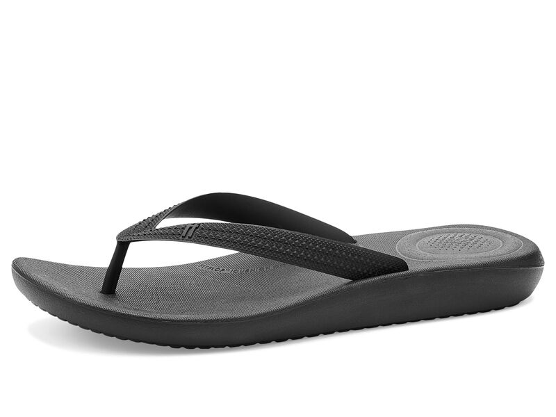 フィットフロップ メンズ シューズ サンダル FitFlop Iqushion Textured-Strap Flip-Flops All Black ブラック