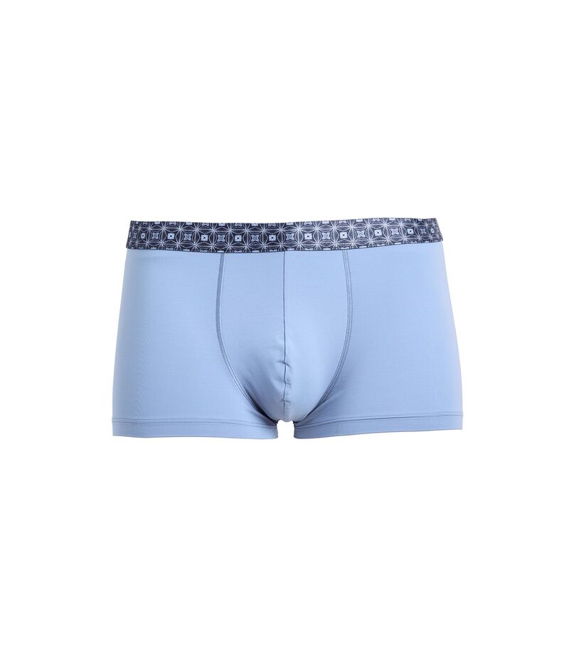 ハンロ メンズ アンダー御召しもの ボクサーズボン下 刷り上げる Hanro Micro Touch Boxer Brief w/ Printed Waistband Mineral Blue 青碧