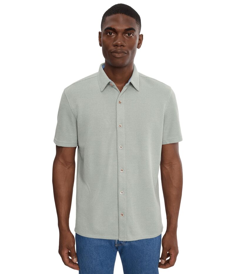 ジョンストンアンドマーフィー メンズ トップス シャツ 半袖 ニット Johnston & Murphy Linden Short-sleeve Knit Shirt Sage セージ