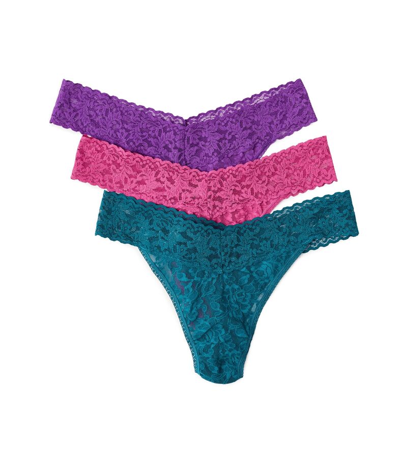 ハンキーパンキー レディース アンダーお召しもの ズボン下 スピード競技 Hanky Panky Signature LaceR Original Rise Thongs 3-Pack Intuition Pink/ サクラ色