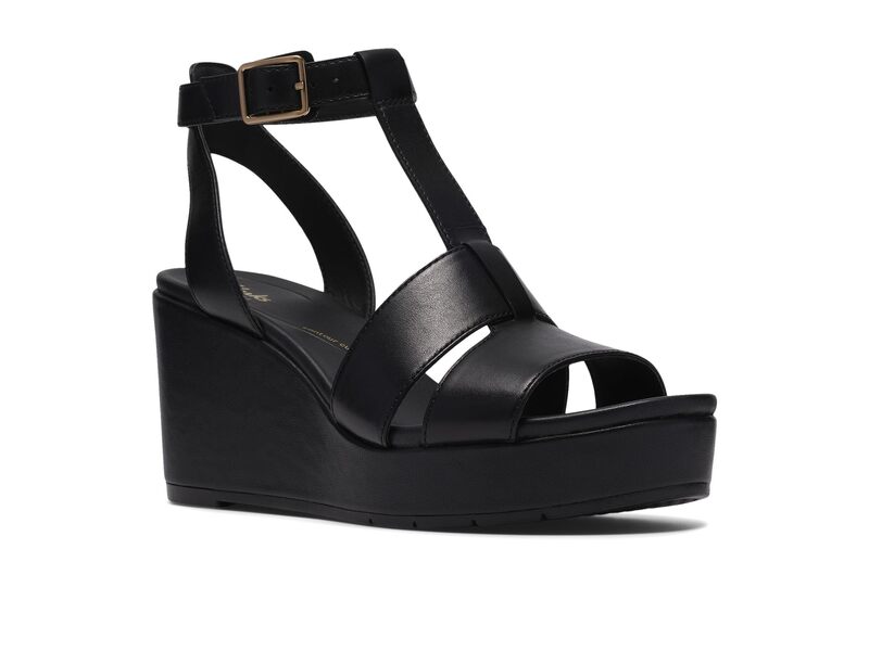 クラークス レディース シューズ 踵 Clarksabina Hope Black Leather 黒いこと