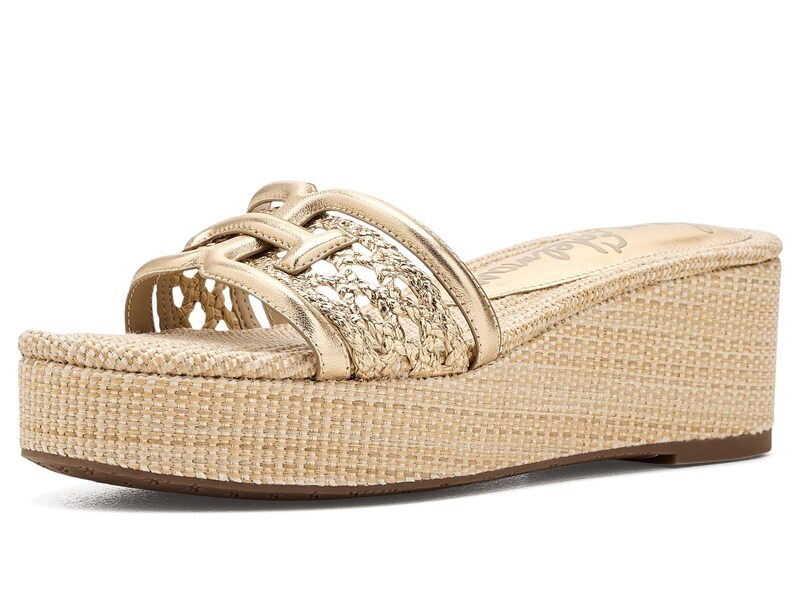 サムエデルマン レディース シューズ 踵 Sam Edelman Pauleena Weave Amber Gold 琥珀色