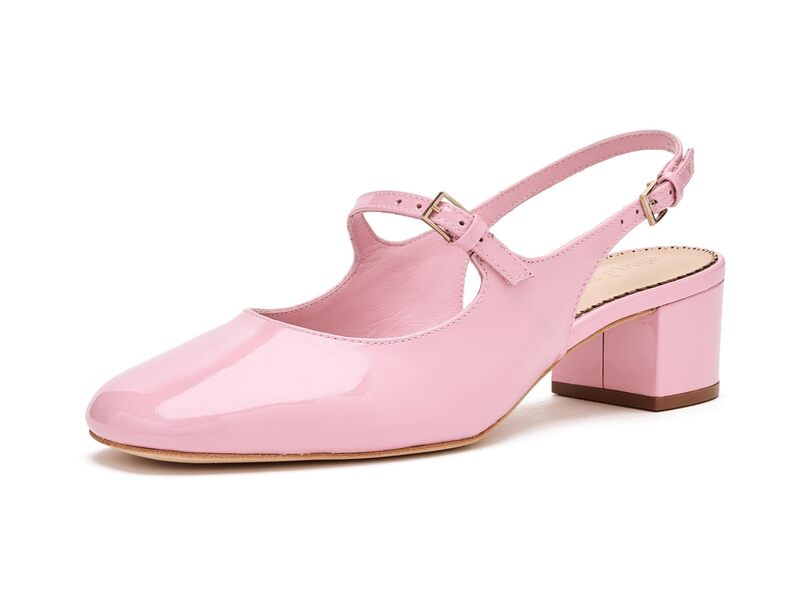 サンク ア セプト レディース シューズ 踵 Cinq a Sept Diana Patent Slingback Block Heels Pink Nectar さくら色