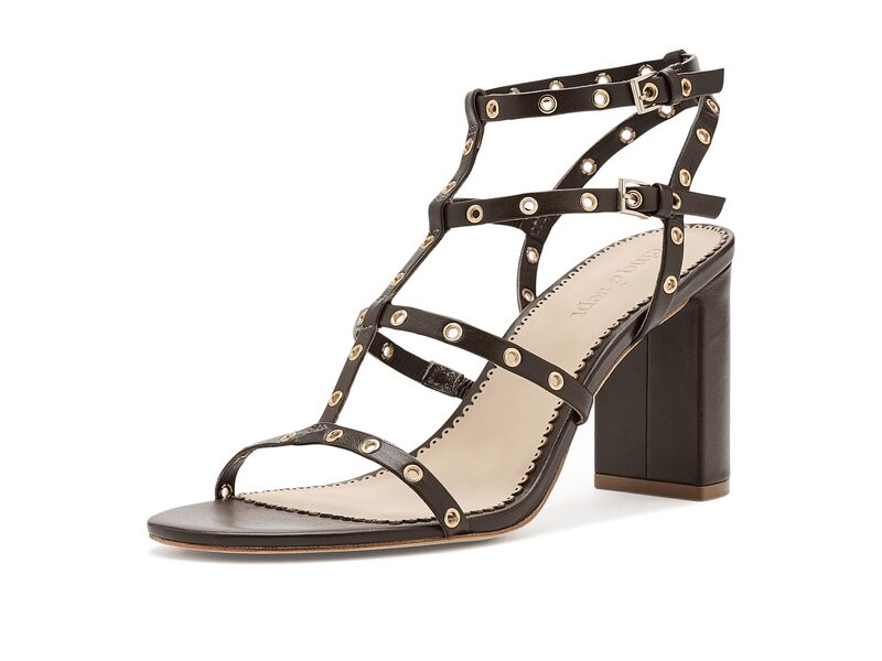 サンク ア セプト レディース シューズ 踵 サンダル Cinq a Sept Maisie Strappy Grommet Block Heel Sandals Chocolate 黒茶