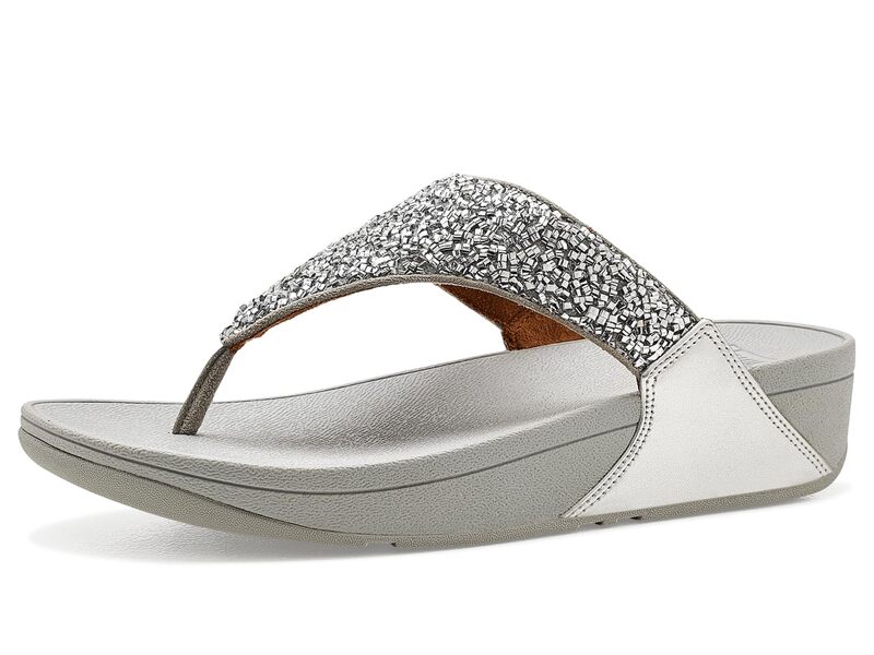 相応うフロップ レディース シューズ サンダル FitFlop Lulu Shimmerfoil Toe-thongsilver しろがね色