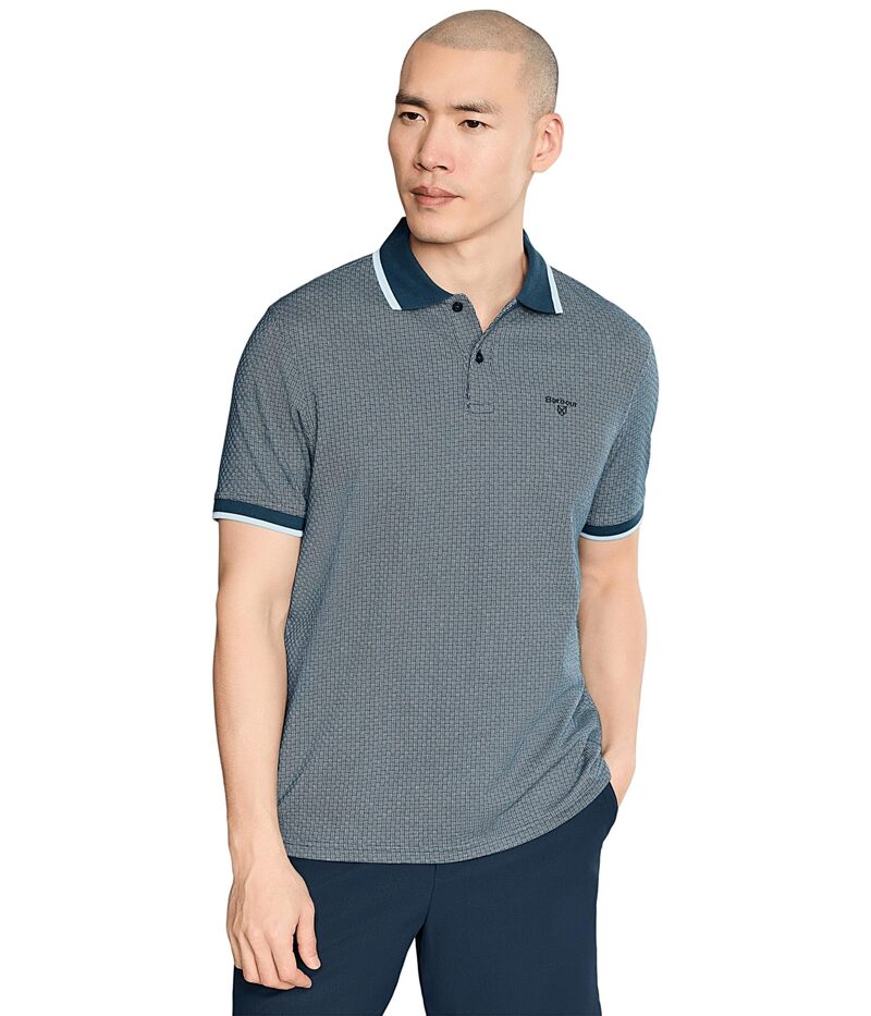 バブアー メンズ トップス シャツ Barbour Weston Textured Polo Shirt Navy ネイビー
