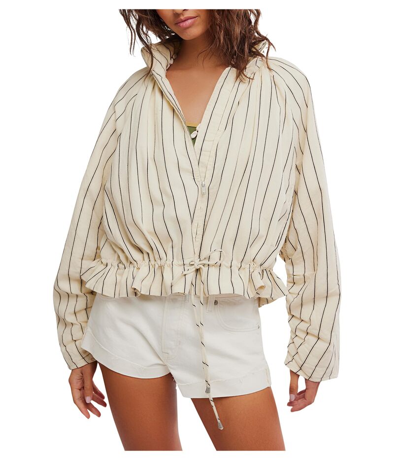 フリーピープル レディース アウター 厚地の外套 上衣 Free People Devon Striped Balloon Jacket Ivory Combo 象牙色
