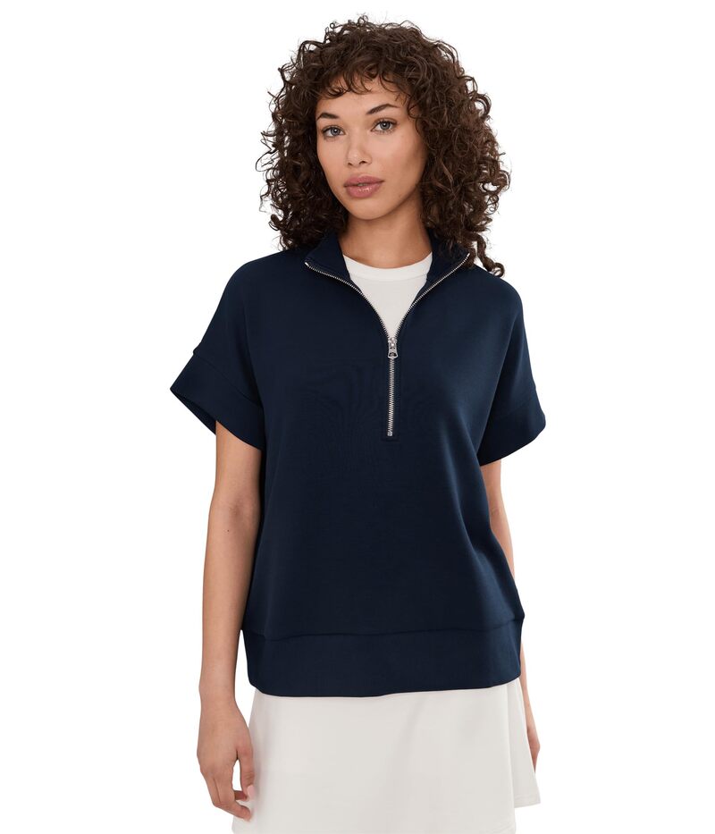 バーレイ レディース アウター パーカー・スウェット Varley Ritchie Short Sleeve Sweat Navy ネイビー