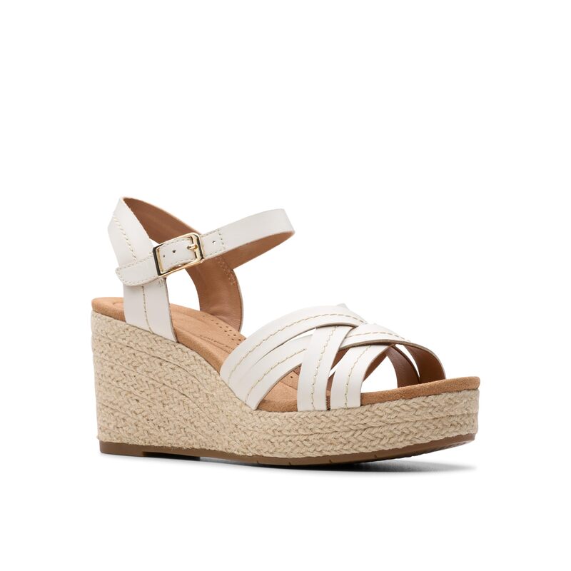 クラークス レディース シューズ 踵 Clarksabina Strap Cream Leather 皮膚軟化剤