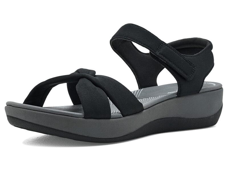 クラークス レディース シューズ サンダル Clarks Arla Daisy Black Textile 黒いこと
