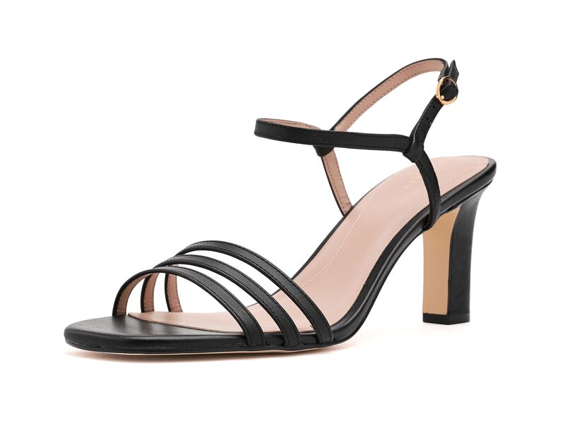 電話を掛けるハーン レディース シューズ 踵 サンダル Cole Haan Michelina Strappy Sandals Black Leather 黒いこと