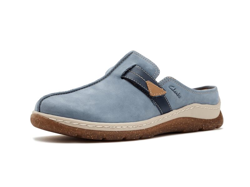クラークス レディース シューズ スリッポン・ローファー Clarks Orlene Clogs Denim Blue Nubu ジーンズ