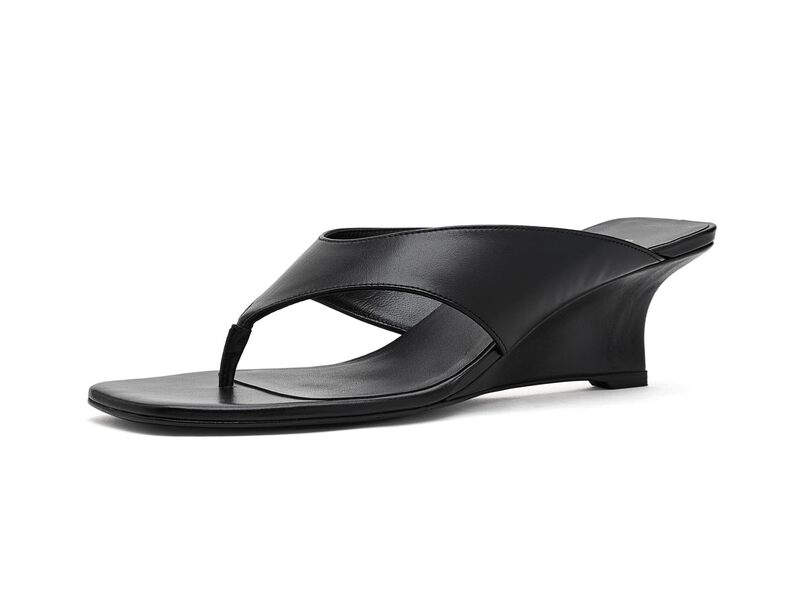 スチュアート ワイツマン レディース シューズ 踵 Stuart Weitzman Vinnie Wedge Thong 50 Black 黒いこと