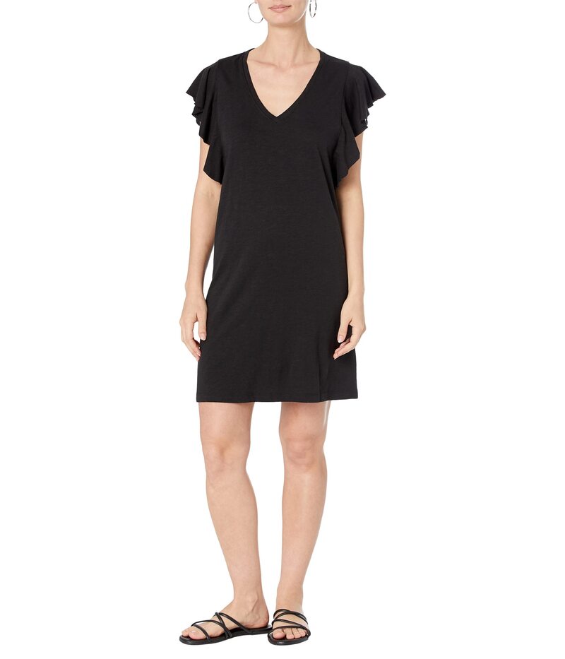 リラピー レディース トップス 衣装 V素っ首 Lilla P Flutter Sleeve V-Neck Dress Black 黒いこと
